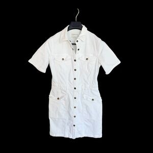 Current/Elliott‎ The New Trucker Shirtdress White Denim Mini Dress Sugar Size 2